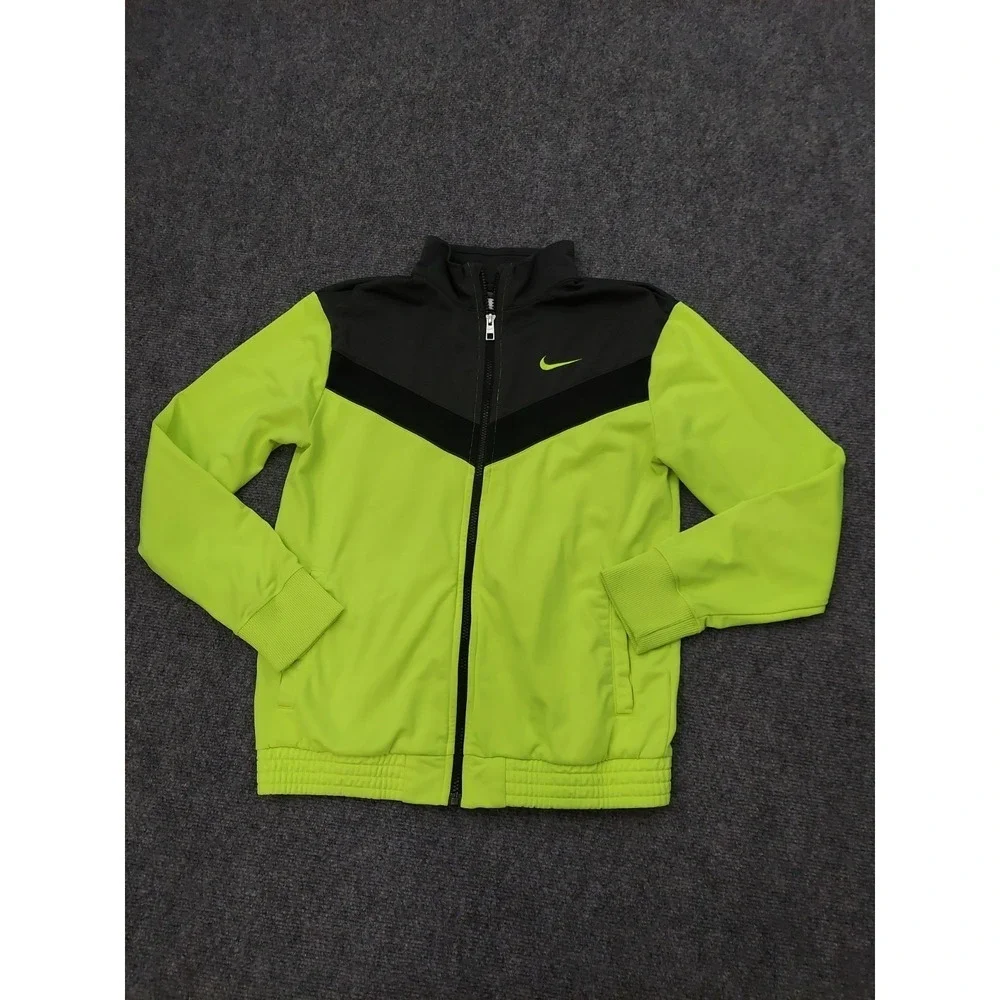 Nike Jacket Youth Boys XL Neon Green Black Volt Full  Zip Pockets Mock Neck